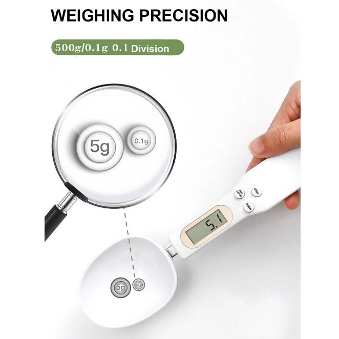 Cuchara medidora electrónica de cocina 500/0,1 g Balanza digital de  precisión para alimentos Cuchara medidora de peso en gramos con pantalla  LCD Admite unidad g/oz (funciona con pilas)