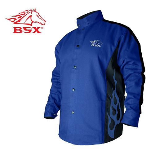 BSX Chaqueta Soldador Resistente A Las Llamas Azul Negro Con