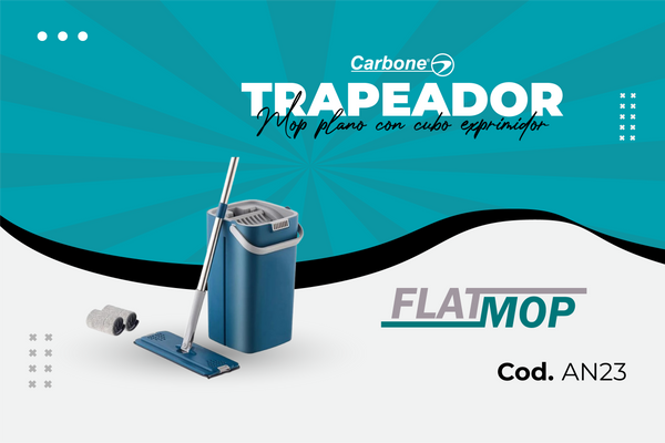 Trapeador Mop Plano de Microfibra con Cubo Exprimidor - Eficiencia Total