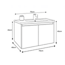 Mueble para baño Gabinete Inferior con Lavamanos 70×48×45 cm Mueble Moderno color gris