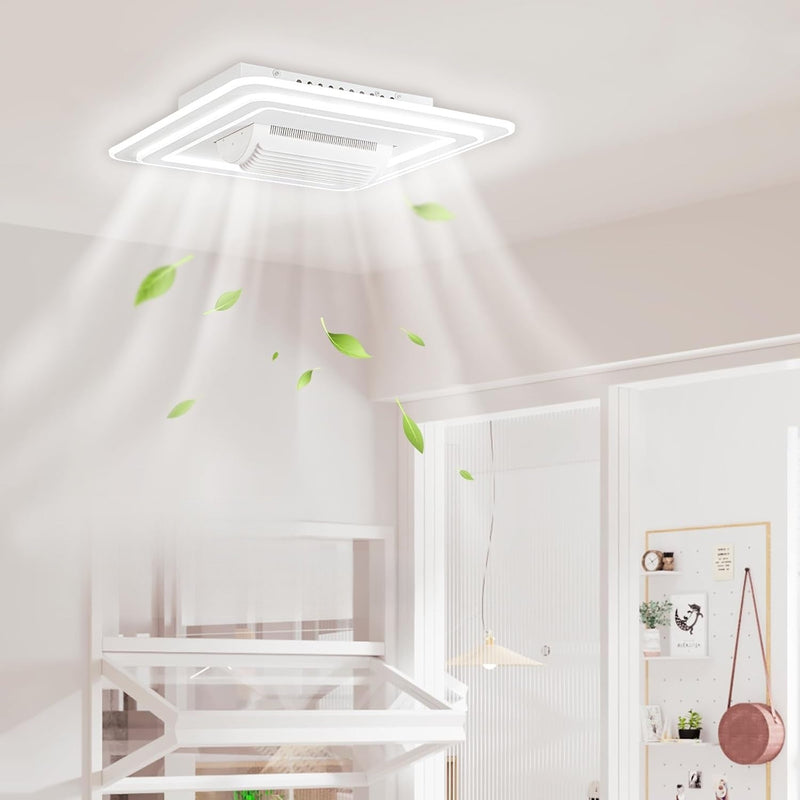 Abanico sin aspas Lampara LED Cuadrada decorativa dimeable 3000-6500K de 21" (54cm) 75w