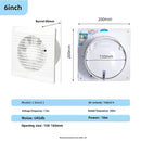 Extractor de Aire Silencioso 6'' para Pared – Alta Potencia y Bajo Consumo, Ideal para Baños y Cocinas 110V