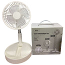 Abanico plegable portátil. Ventilador recargable de 4 velocidades. Color blanco. (Unidad)