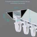 Diagrama de perfil y dimensiones del riel para cortinas Color Blanco