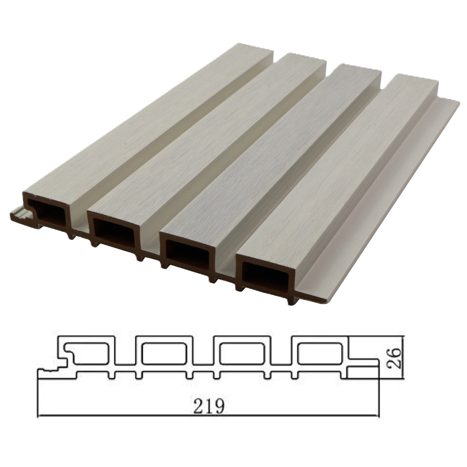 Panel Acanalado WPC Para Exteriores Color Arena Blanca 26×219×2900 Mm ...