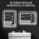 Espejo LED Borde Negro rectangular 80 cm X 120 cm con luz LED de 3 tonos boton tactil funciona para instalacion Vetical y Horizontal