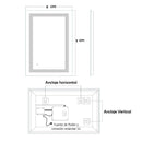Espejo rectangular 60x80 cm Borde Negro con luz LED de 3 tonos boton tactil funciona para instalacion Vetical y Horizontal