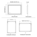 Espejo rectangular 60x150 cm con luz LED de 3 tonos boton tactil funciona para instalacion Vetical y Horizontal