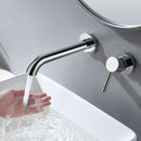Grifo de lavamanos para empotrar. Color cromado. Acero inoxidable. Pluma llave para lavabo de pared. Viene en juego.