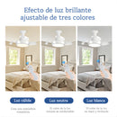 Abanico de Techo 16” con Lámpara LED. Ventilador Invisible con Aspas Retráctiles. Luz Regulable con control remoto. Color blanco. 33w