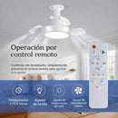 Abanico de Techo 16” con Lámpara LED. Ventilador Invisible con Aspas Retráctiles. Luz Regulable con control remoto. Color blanco. 33w