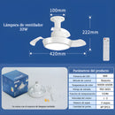Abanico de Techo 16” con Lámpara LED. Ventilador Invisible con Aspas Retráctiles. Luz Regulable con control remoto. Color blanco. 33w