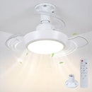 Abanico de Techo 16” con Lámpara LED. Ventilador Invisible con Aspas Retráctiles. Luz Regulable con control remoto. Color blanco. 33w
