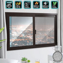 Ventana Corredera UPVC Marrón 60X60cm Anti UV  Vidrio de seguridad Templado 5mm (5 años de Garantía) Incluye malla mosquitera y Kit de ventana Francesa