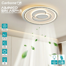Abanico sin aspas Lampara LED ovalos superpuestos dimeable 3000-6500K Control por voz Ventilador invisible 19"(48cm) 55w