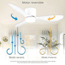 Abanico De Techo Con Lámpara. 3 tonos De Luz. 52" Ventilador Con Control Remoto. Fan 110V Color Blanco
