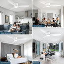 Abanico De Techo Con Lámpara. 3 tonos De Luz. 52" Ventilador Con Control Remoto. Fan 110V Color Blanco