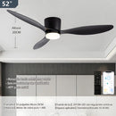 Abanico De Techo Con Lámpara. 3 tonos De Luz. 52" Ventilador Con Control Remoto. Fan 110V Color negro