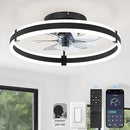 Abanico De Techo Con Luz Led Dimeable. Ventilador A Control Remoto y Control Por Voz Offline 13”. Color Negro
