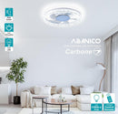 Lampara LED decorativa Abanico de aspas retraibles invisibles diseño diamante cristal dimeable 3000-6500K 20" (50cm) 70w