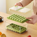 Bandeja para cubitos de hielo con tapa y contenedor. Moldes apilables para hielo. Color verde.