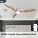 Abanico De Techo Con Lámpara. 3 Tonos De Luz. 42" Ventilador Con Control Remoto. Fan 110V Color Madera clara