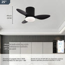 Abanico De Techo Con Lámpara. 3 Tonos De Luz. 25" Ventilador Con Control Remoto. Fan 110V Color Negro.