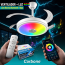 Abanico de Techo 42" LED Retráctil RGB full color con Bocina Bluetooth y App – Blanco-