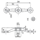 Araña fitting  2 vias en 180 grados. BRILLANTE 304