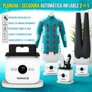 Plancha y Secadora Automática ropa inflable 2 en 1. Planchado aire calido Manos Libres y Secado Rápido 5 a15 min. Reduce Arrugas para Camisas y Pantalones 110V.