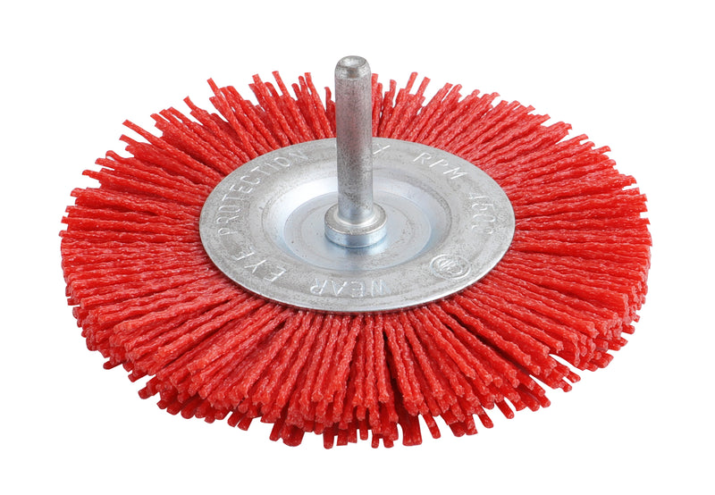 Cepillo circular de Filamentos d Nylon Rojo 4" con espiga