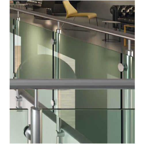 GLASS CLIP, ROUND DOUBLE SIDE, Dia- 60 mm, for 42.4 mm pipe, SS-304, SATIN