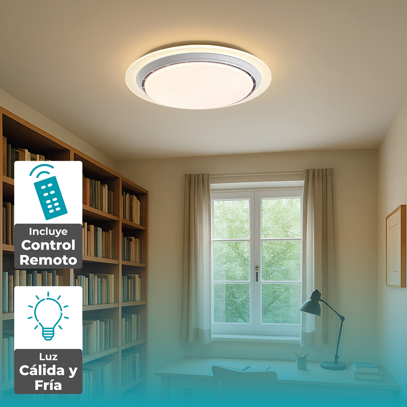 Abanico sin aspas Lampara LED dimeable 3000-6500K Control por voz Ventilador invisible 20"(52cm) 69w.