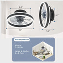 Abanico De Techo Con Luz Led Dimeable. Ventilador A Control Remoto y Control Por Voz Offline 13”. Color Negro