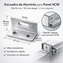 Escuadra de aluminio CARBONE ACM-ANG19X35 de 19 x 19 mm, 35 mm de largo y 2 mm de espesor para panel ACM