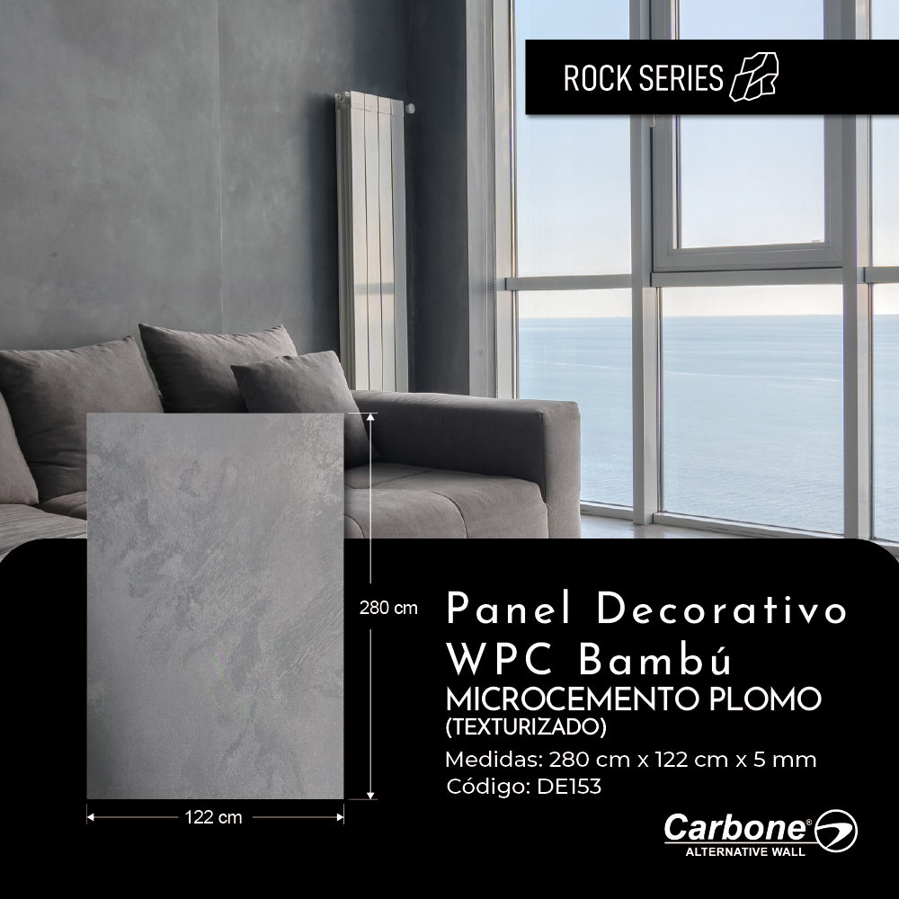 Panel Decorativo WPC Bambú 5 mm Microcemento Plomo Texturizado– Tienda ...