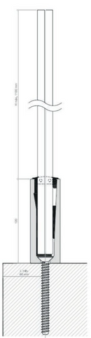 PERFIL PARA BARANDA DE VIDRIO - ANOD BLACK - SATINADO - GLASS RAIL