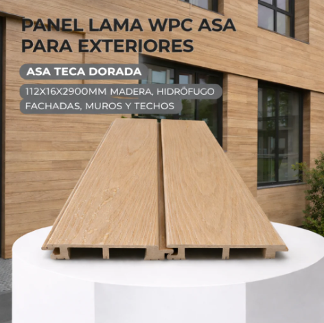 Panel Lama WPC Teca Dorada para Exteriores 112 × 16 × 2900 mm– Tienda ...
