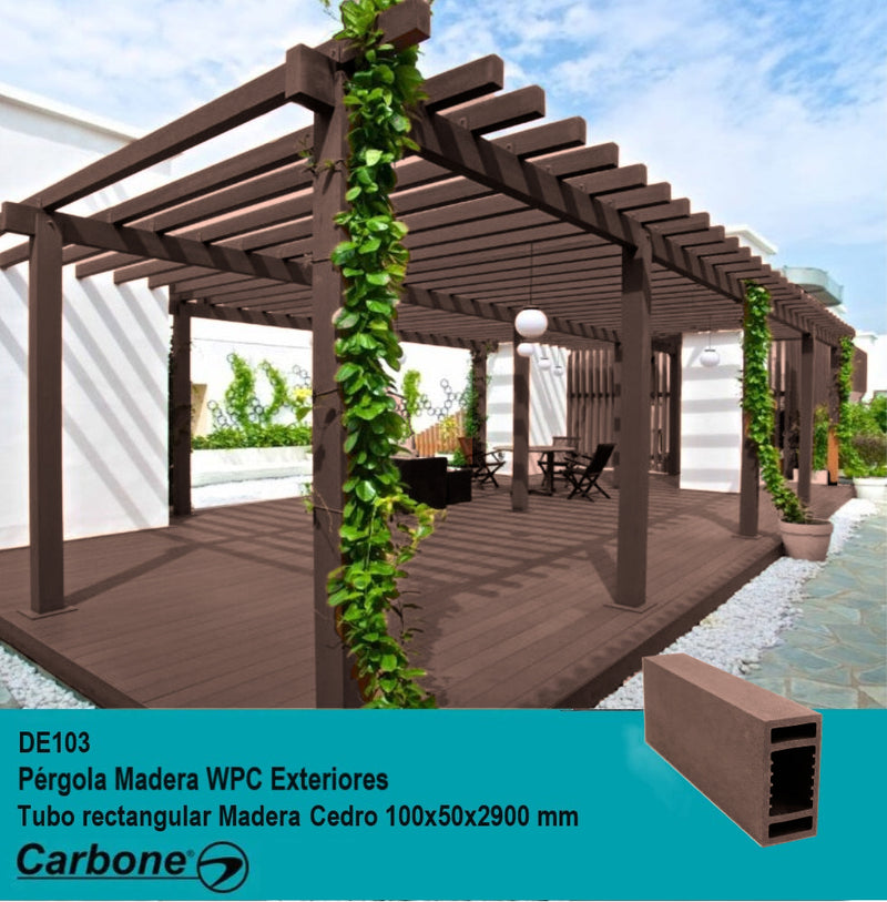 Pérgola WPC Exteriores 4 x 2" Acabado Cedro