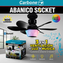 Abanico socket Carbone 3 en 1 con ventilación, luz RGB y altavoz