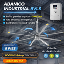 Abanico de techo industrial HVLS 8 pies 110V 60Hz 800W cubre 300 m2
