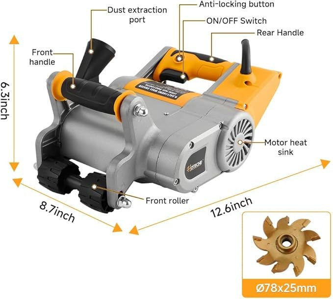 Cortadora de Pared Eléctrica 125mm 13500W 8500rpm