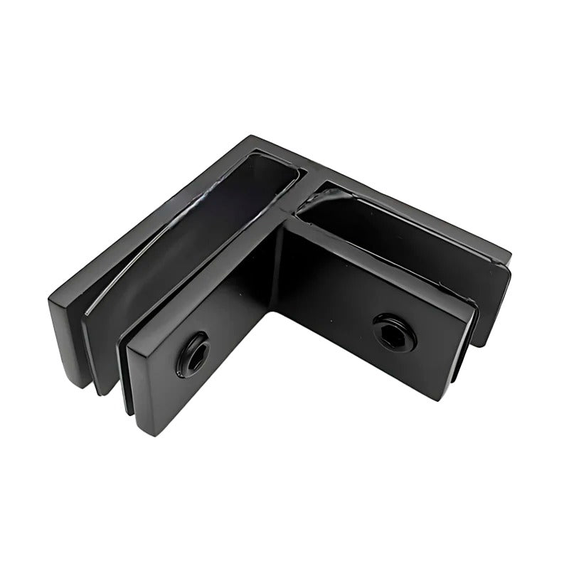 Clip Para Vidrio, 90 Grados, Vidrio - Vidrio, AISI304, BLACK