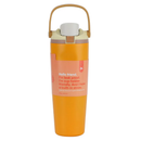 Botella termo 30 oz color anaranjado acero inoxidable con tapa hermética y asa