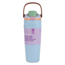 Botella termo 30 oz color celeste acero inoxidable con tapa hermética y asa