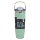 Botella termo 30 oz color verde claro acero inoxidable con tapa hermética y asa
