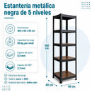 Estantería metálica CARBONE TSU335 de 180 x 40 x 40 cm - dimensiones