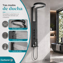 Ducha CARBONE UN-A230 con tres salidas de agua: rociador superior, hidromasaje y ducha de mano, imagen oficial