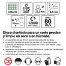 Ficha técnica YATO YT-59951 115 mm para corte de cerámica y piedra
