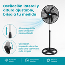 Abanico de pedestal AN85, detalle de altura ajustable